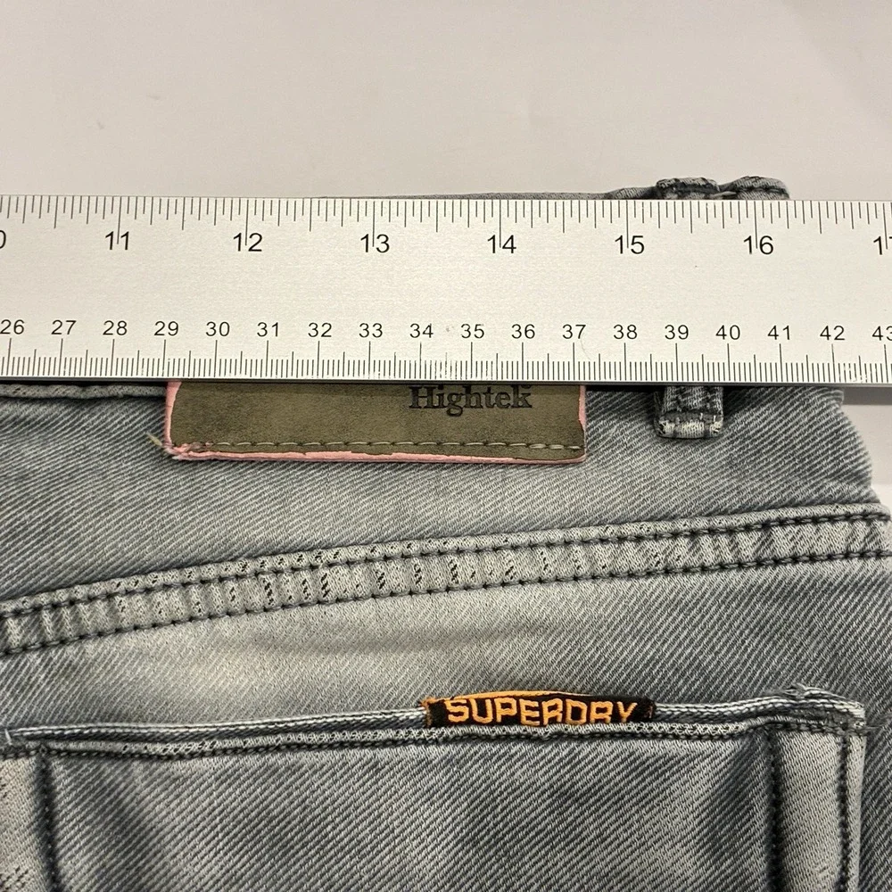 Superdry Vintage Superset Hightek Gray Acid Wash Jeans 32x30 Y2K Orange Tab